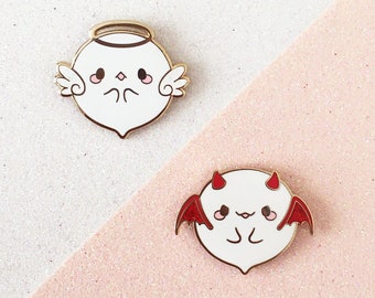 Angel Devil Cute Ghost Email Pin Kawaii Spoopy Spirit Halloween Revers Pin