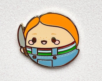 Spoopy Cute Chucky Ghost Enamel Pin - Kawaii Spooky Horror Halloween Badge