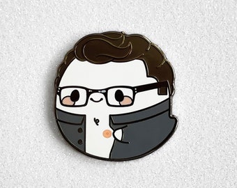 Spoopy Cute Jeff Goldblum Ghost Enamel Pin - Kawaii Spooky Horror Halloween Badge - Little Round Cosplay Ghost