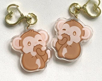 Cute Monkey Munchimal Kawaii Animal Keychain 2" Acrylic Charm