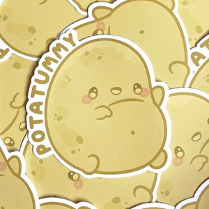 Potatummy Potato Tummy Cute Sticker - Kawaii Vegetable Food 8cm Gloss Vinyl Notebook Journal Laptop Sticker