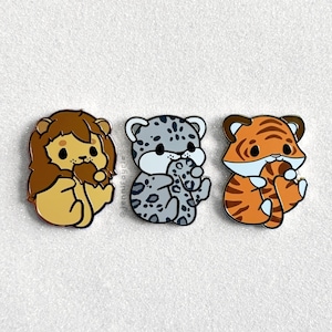かわいい大きな猫のエナメルピン • ライオン、ユキヒョウ、トラのピン • かわいい動物のラペルピンバッジ