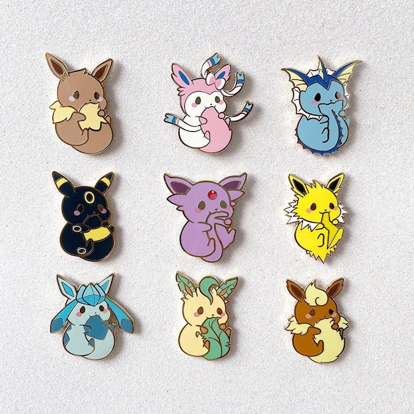 Cute Chubby Eeveelution Kawaii Fox Animal Eevee Enamel Pin Lapel Badge