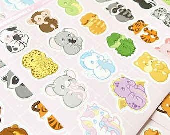 Cute Munchimals Sticker Sheet Kawaii Animals Journal Planner Laptop Phone Stickers