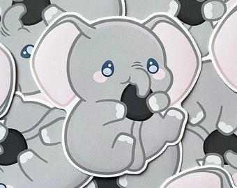 Cute Elephant Munchimal Kawaii Animal 8cm Gloss Vinyl Notebook Laptop Sticker