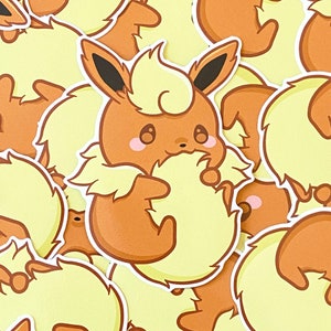 Cute Chubby Eevee Sylveon Leafeon Eeveelution Kawaii Animal Fox 8cm Gloss Vinyl Notebook Laptop Phone Sticker Flareon