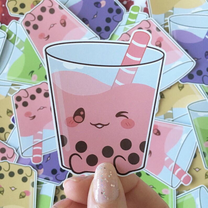 Cute Bubble Tea Matcha Taro Strawberry Original Kawaii Boba Etsy