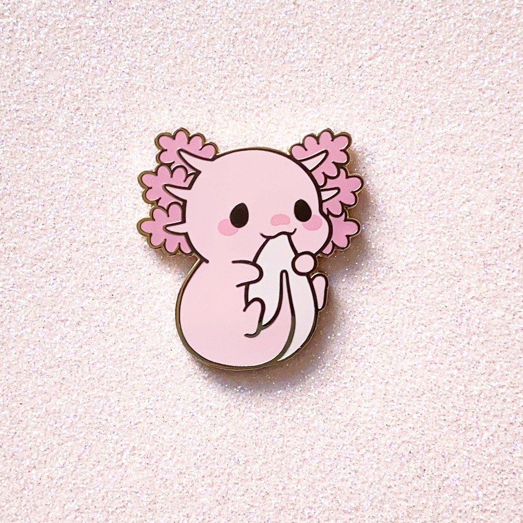Cute Axolotl Munchimal Kawaii Animal Enamel Pin Lapel Badge Etsy