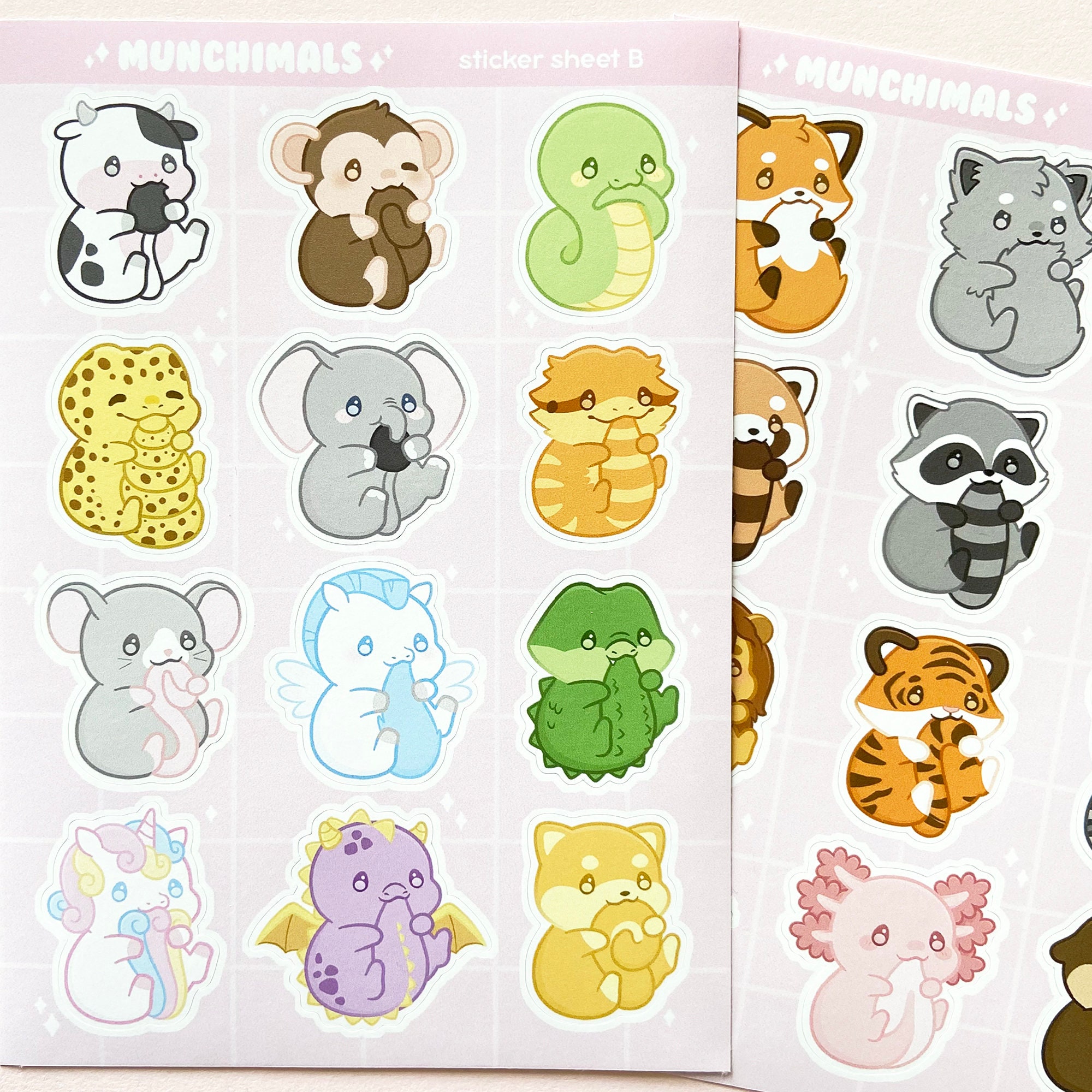 Cute Munchimals Sticker Sheet Kawaii Animals Journal Planner | Etsy