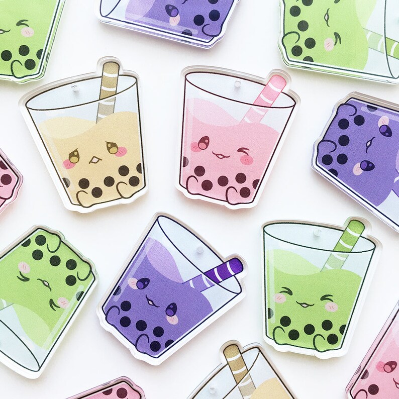 Taro Matcha Strawberry Original Cute Kawaii Bubble Boba Milk Etsy