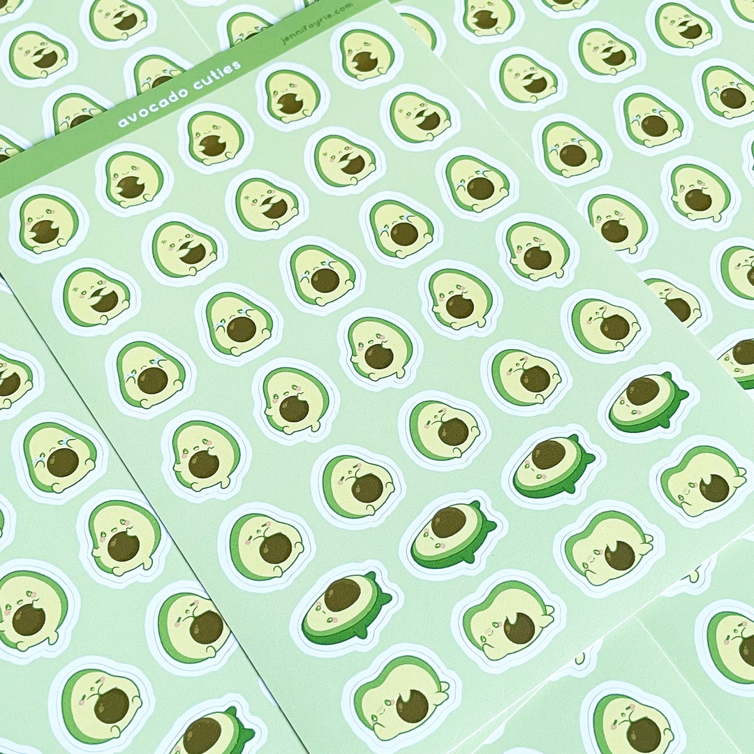 Cute Avocado Moods Sticker Sheet - Kawaii Food Stickers - Planner ...