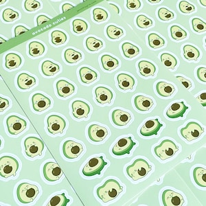 Süßer Avocado Moods Sticker Bogen - Kawaii Food Sticker - Planer Journal Deko Sticker