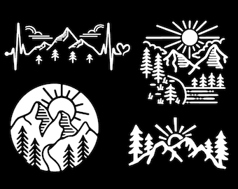 Mountain Cartoon Decal 4 Pack