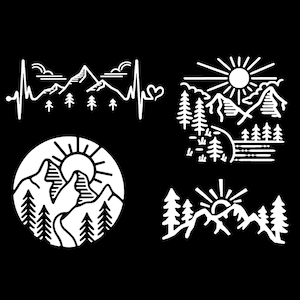 Mountain Cartoon Decal 4 Pack