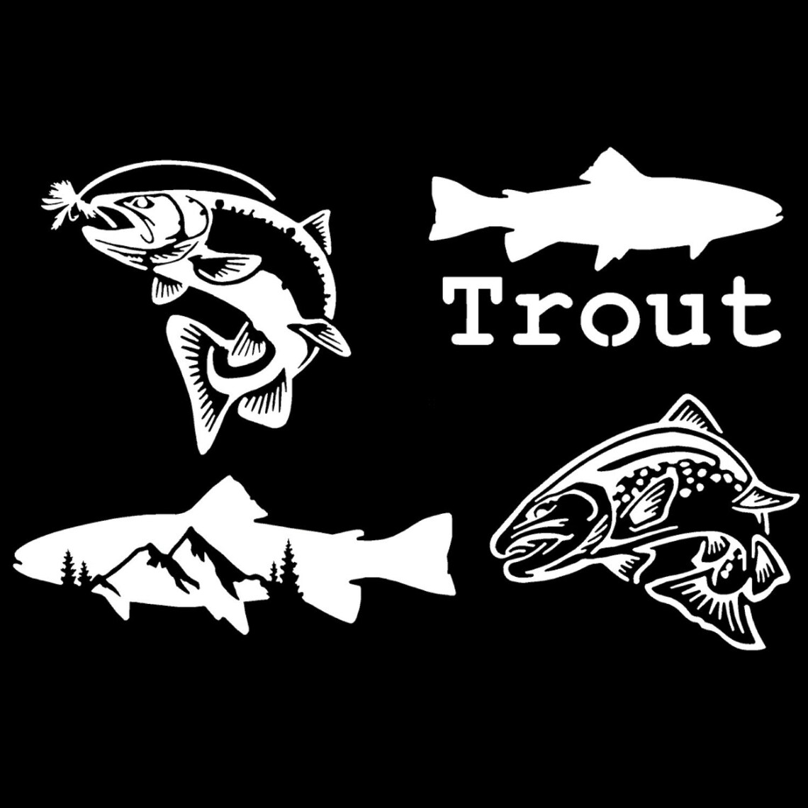 Trout Fishing Decal 4 Pack Etsy