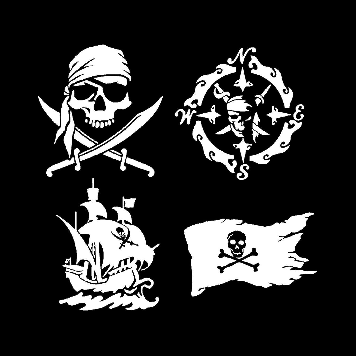 4x aufkleber sticker fahne flagge pirat piraten totenkopf skull jack  rackham r2