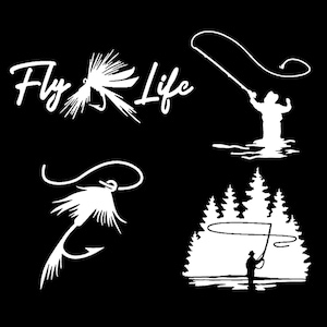 Fliegenfischen Abziehbilder 4 Pack