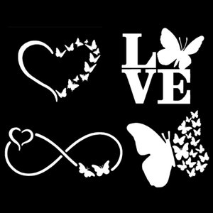 Butterfly Heart Decal 4 Pack