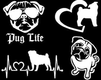 Pug Decal 4 Pack