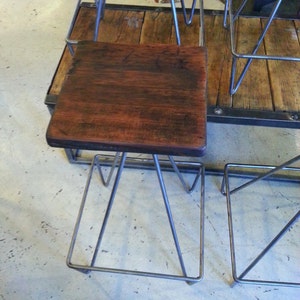 Set Of Bar Stools With Salvaged Wood Top image 3