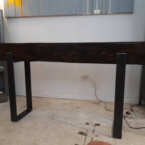 Vintage industrial salvaged beam console table