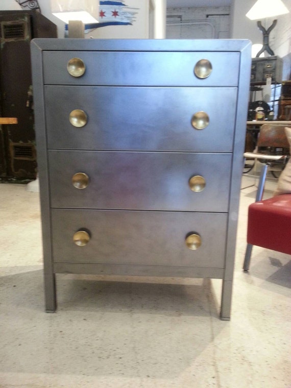 Vintage Industrial Stripped Steel Simmons Chest Of Drawers Etsy
