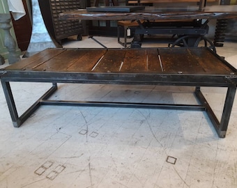 Vintage industrial repurposed factory trucks cart coffee table