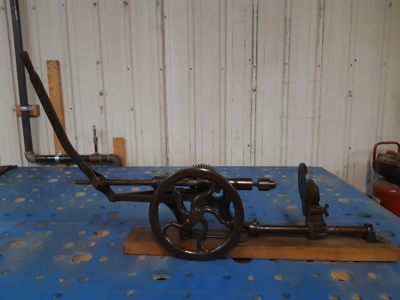 Antique industrial cast iron drill press image 1