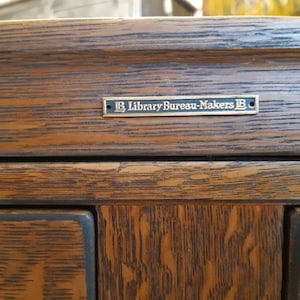 Vintage industrial oak filing cabinet image 6