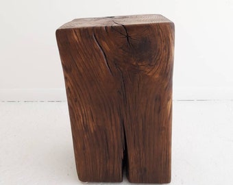 Salvaged oak beam end table/pedestal