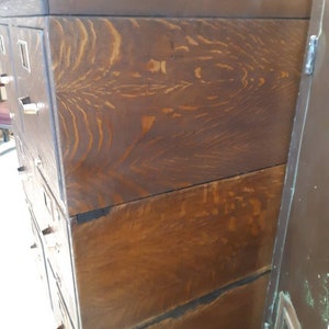 Vintage industrial oak filing cabinet image 4
