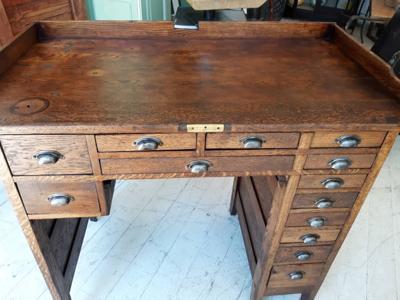 Antique oak watch makers desk Etsy