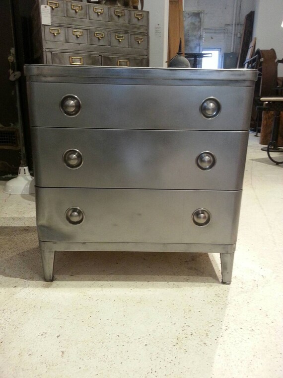 Vintage Industrial Stripped Steel Simmons Chest Of Drawers Etsy