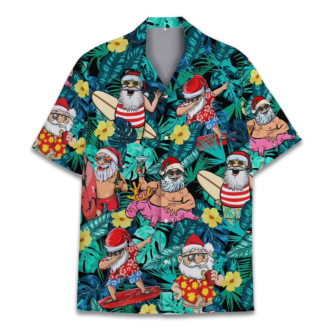 Santa Claus Christmas Aloha Hawaiian Shirt For Men Women - Clothing