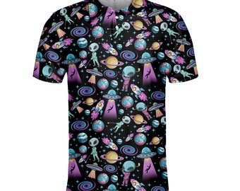 Alien Golfer Poloshirts für Herren Damen, Alien Golf Player Tropical Golf Poloshirt Herren Kurzarm mit Knöpfen, Space Shirts Für Herren