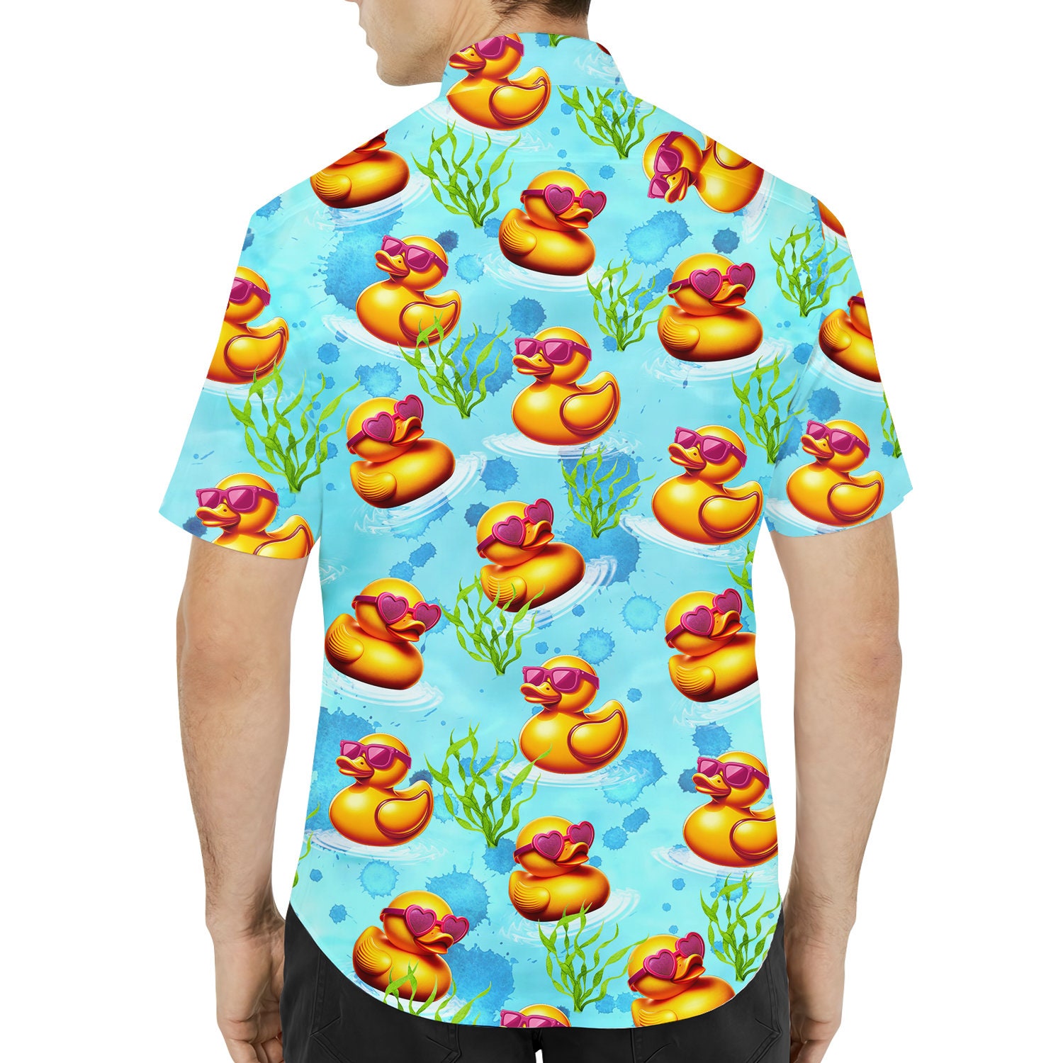 Retro Duck Hawaiian Shirts for Men Women, Rubber Duck Hawaiian Shirt