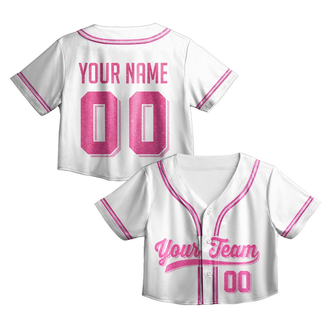 Personalized Team Name and Number Crop Top Baseball Jersey, Custom Crop