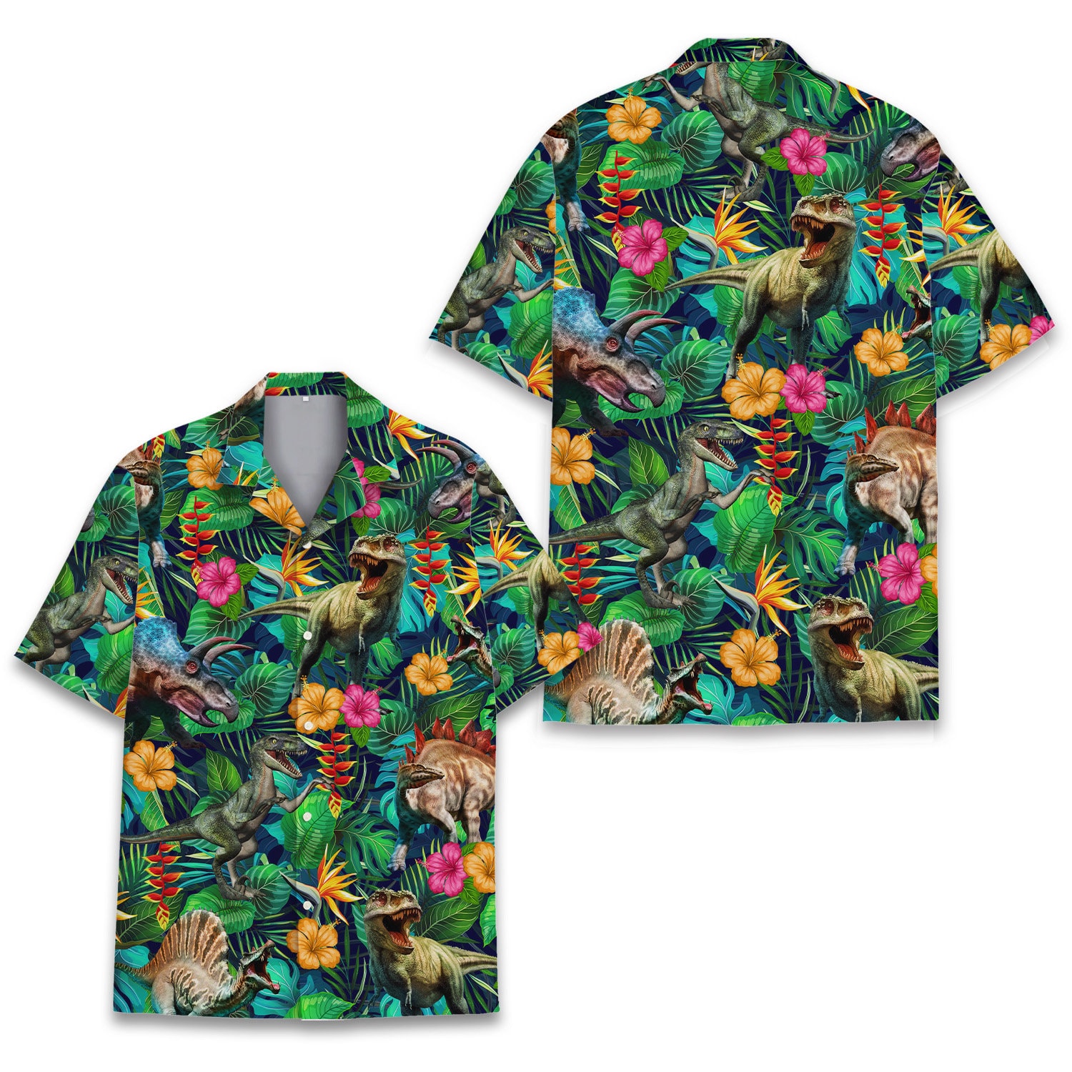 Tropical Dinosaur Hawaiian Shirts for Men Women, Dinosaur Summer Aloha ...