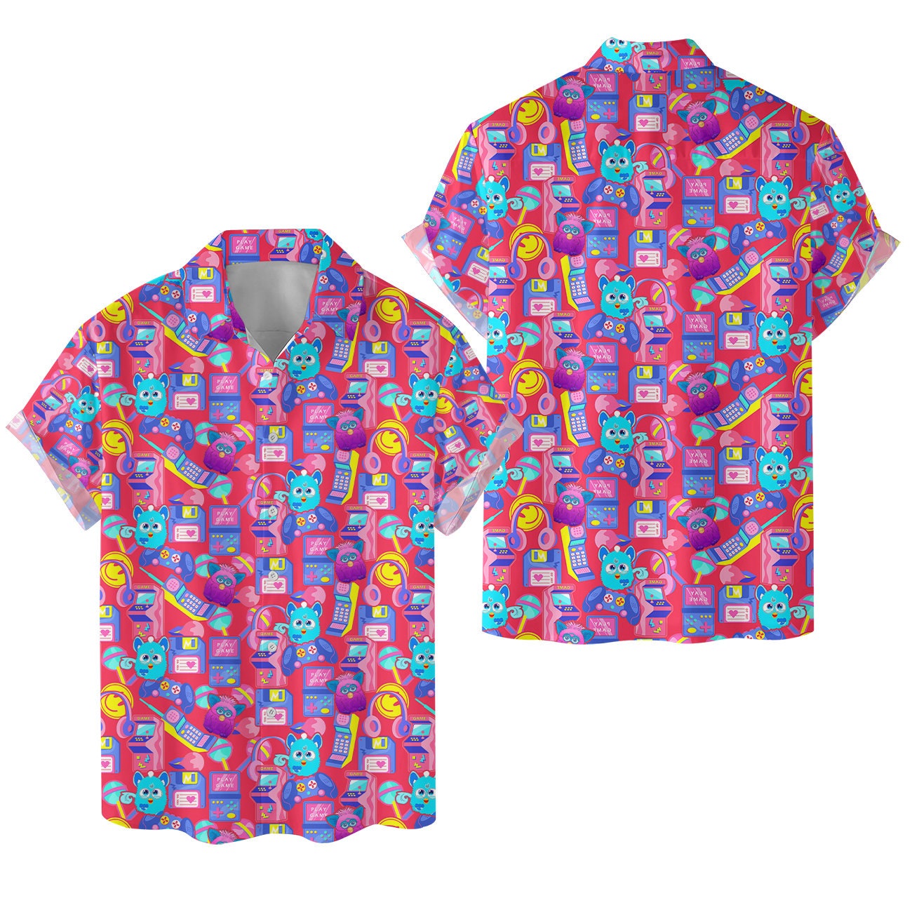 Discover Camisa Hawaiana Rosa con Botones Unisex