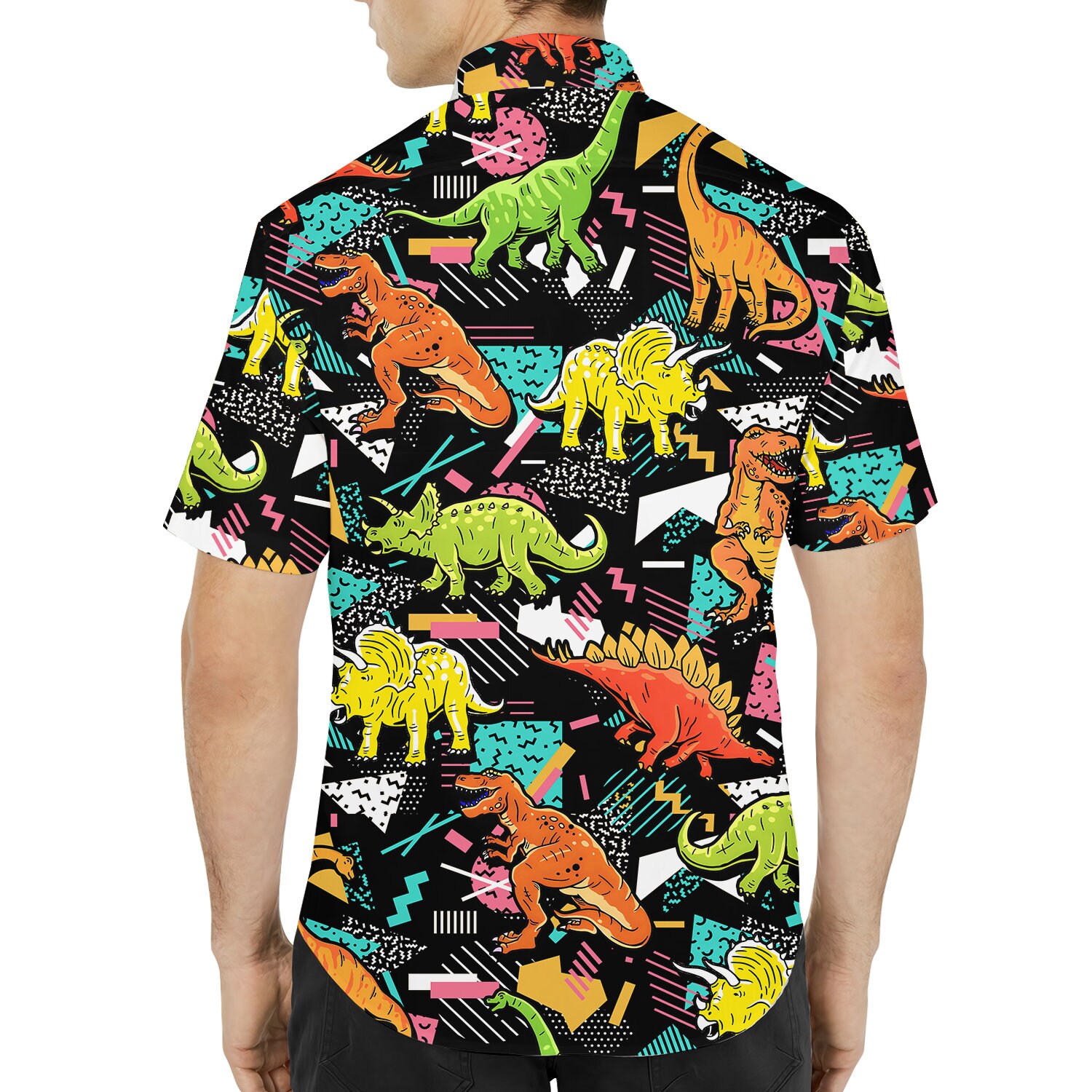 Retro Dinosaur Hawaiian Shirts for Men Women, Dinosaur Summer Aloha Outfit