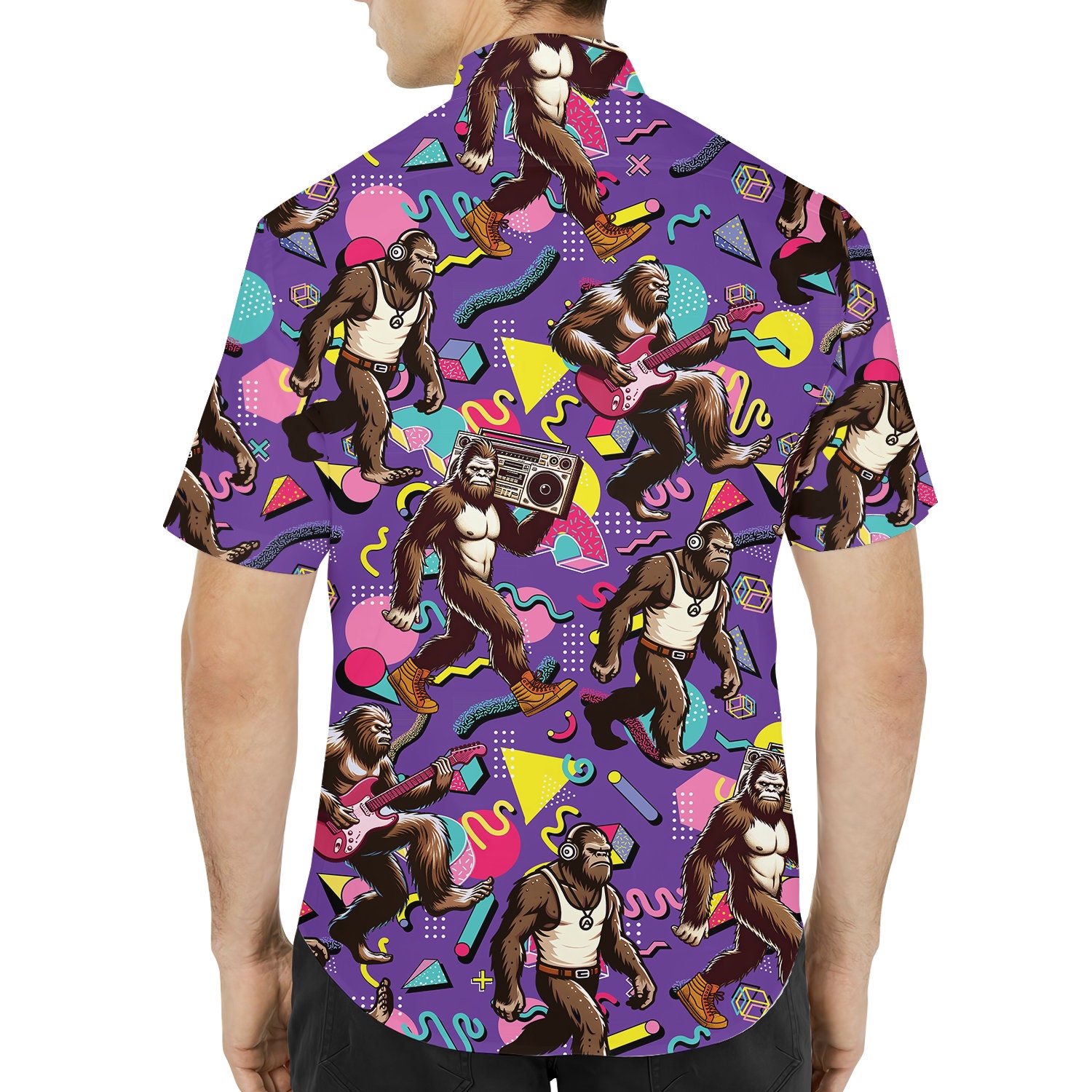Retro Bigfoot Hawaiian Shirts for Men Women, Bigfoot Summer Beach Aloha Outfits