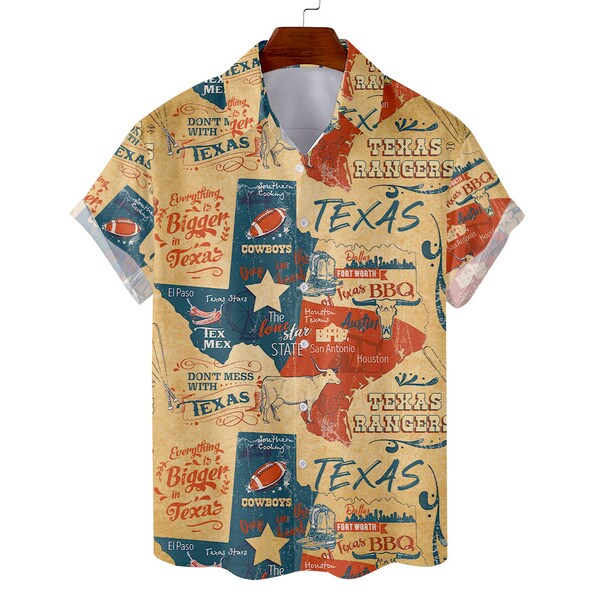 Texas Hawaiihemd für Männer Frauen, Stolzes Texas Hemd für Männer, Texas Männer Freizeithemd Button-Down-Kurze Ärmel