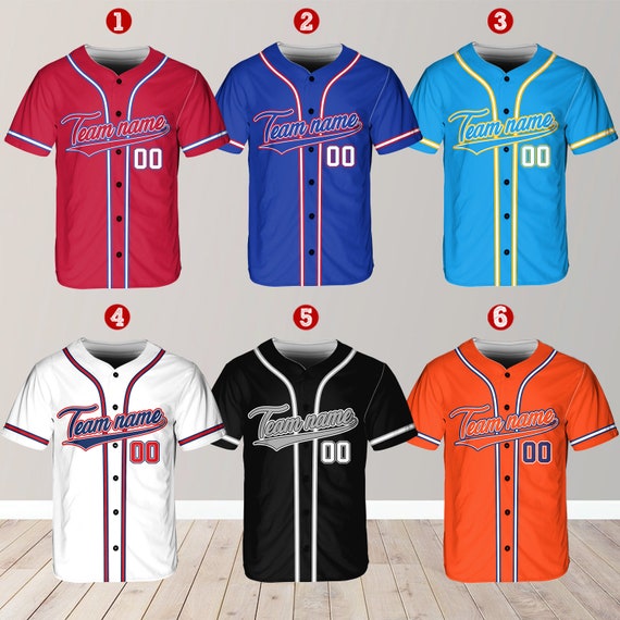 Custom Team Name and Number Baseball Jersey Personalized 