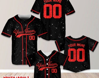 Custom Team Name Number Baseball Jersey, Personalized Glitter Baseball Jersey, Baseball Jersey Uniform (Printed Glitter, Not Glitter Fabric)