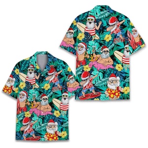 Santa Claus Hawaiian Shirt for Men Women, Tropical Santa Hawaiian Shirt ...