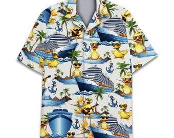 Tropical Duck Hawaiian Shirts for Men Women, Aloha Summer Beach Animal Shirt Button Down Short Sleeve Hawaiian, Duck Lovers Shirt