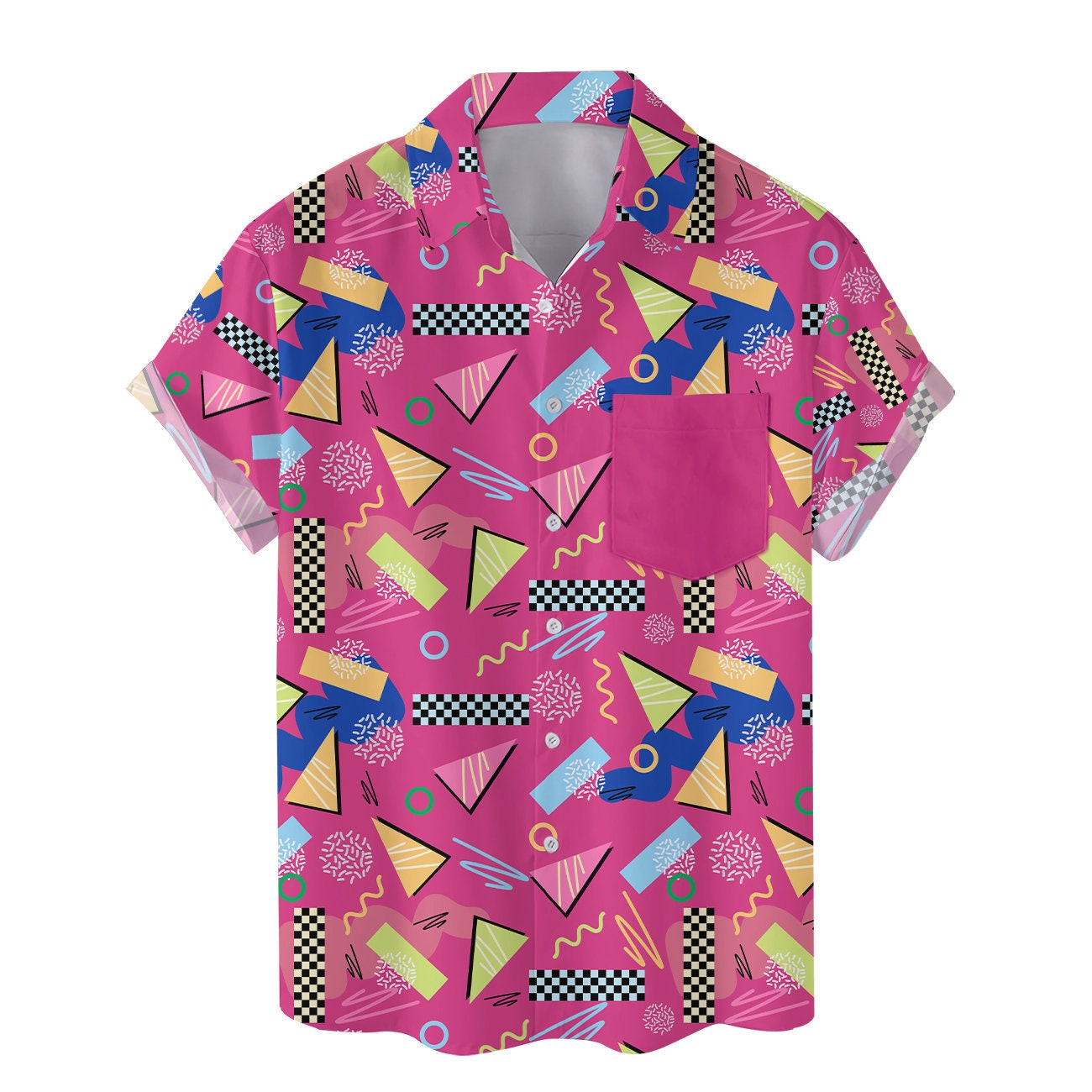 Retro 80s 90s Pattern Hawaiian Shirts For Men Women With Pocket