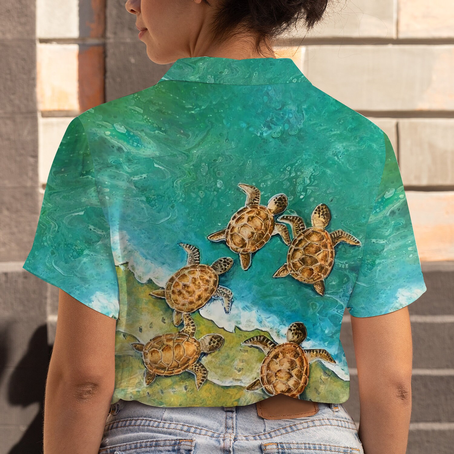 Chemise Guy Harvey Femme Taille M, Manches Longues, Anti-UV, Motifs Tortues De Mer Rose
