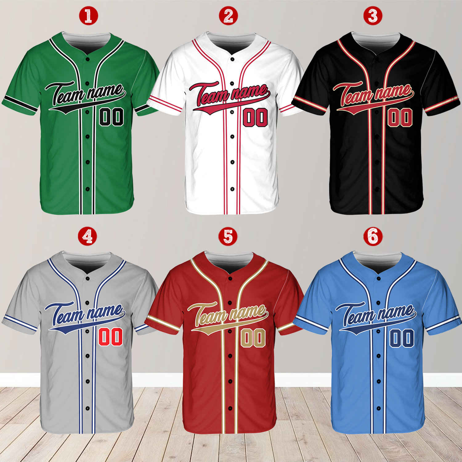 Basic Baseball Jersey, Custom Team Name And Number Baseball Jersey