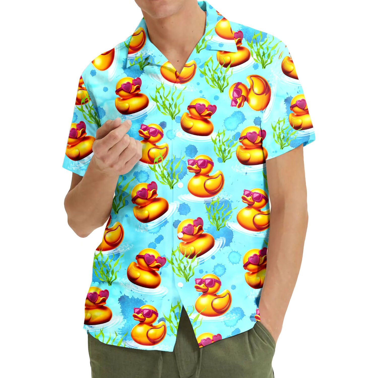 Retro Duck Hawaiian Shirts for Men Women, Rubber Duck Hawaiian Shirt